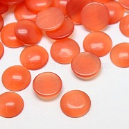 Cat Eye Cabochons, Half Round, Coral, 7x2.5mm(CE-J002-7mm-01)
