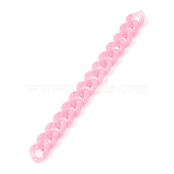 Handmade Acrylic Curb Chains, with Imitation Jelly Acrylic Linking Rings, for Jewelry Makings, Hot Pink, 23x16.5x4.5mm, 7-1/8 inch(18cm)/strand(AJEW-JB00856-01)