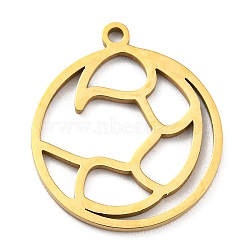 304 Stainless Steel Pendants, Real 18K Gold Plated, Laser Cut, Flat Round with 12 Constellations Sign Charm, Scorpio, 22.5x20x1mm, Hole: 1.6mm(STAS-Z043-01H)