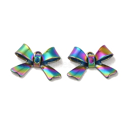 Ion Plating(IP) 304 Stainless Steel Pendants, Bowknot Charm, Rainbow Color, 10x15x4mm, Hole: 1mm(STAS-Q323-01MC)