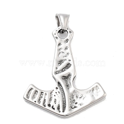 316 Surgical Stainless Steel Pendants, Axe Charm, Antique Silver, 47x39x2.6mm, Hole: 6.5mm(STAS-E212-143AS)