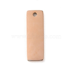 Ion Plating(IP) 304 Stainless Steel Stamping Blank Tag Charms, Laser Cut, Rectangle Charm, Rose Gold, 18x6x1.5mm, Hole: 1.2mm(STAS-K270-36RG)