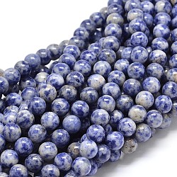 Natural Blue Spot Jasper Round Beads Strands, 12mm, Hole: 1mm, about 32pcs/strand, 15.3 inch(G-P075-12-12mm)