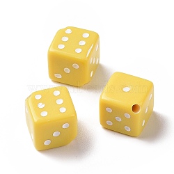 Opaque Acrylic Beads, Dice, Gold, 16.5x18x18mm, Hole: 2mm, about 240pcs/500g(OACR-E014-01)