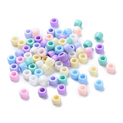 Mixed Color Chunky Acrylic Donut Spacer Beads for Kids Jewelry, 8x6mm, Hole: 4mm(X-SACR-R746-07)