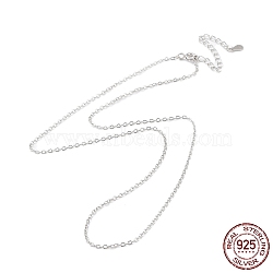 Platinum Rhodium Plated 925 Sterling Silver Chain Necklace, Flat Cable Chain, with S925 Stamp, Long-Lasting Plated, 16.22 inch(41.2cm)(NJEW-A011-02P)