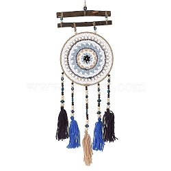 Round Woven Net/Web with Feather Pendant Decoration, Tassel Wall Hanging Decoration, for Home Bedroom Car Ornaments Birthday Gift, Mixed Color, 679~725x200x17~20mm(HJEW-H062-01A-02)
