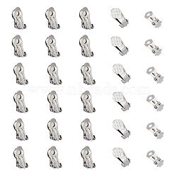 36Pcs Stainless Steel Clip-on Earring Findings, with Round Flat Pad Tray, Stainless Steel Color, 15.5x10x9mm(KK-FH0006-69)