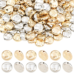 200Pcs 2 Colors CCB Plastic Beads, Flat Round, Platinum & Light Gold, 12x4.5mm, Hole: 1.4mm, 100pcs/color(CCB-PA0001-19)