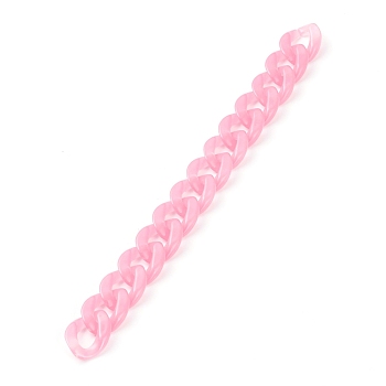 Handmade Acrylic Curb Chains, with Imitation Jelly Acrylic Linking Rings, for Jewelry Makings, Hot Pink, 23x16.5x4.5mm, 7-1/8 inch(18cm)/strand