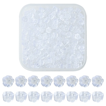 280pcs Plastic Ear Nuts, Earring Backs, White, 4x2.5mm, Hole: 0.7mm