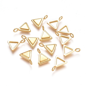 304 Stainless Steel Pendant Cabochon Settings, Triangle, Golden, Tray: 5x6mm, 11x9x2mm, Hole: 2mm