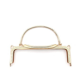 Iron Kiss Lock Purse Frame Handle, for Coin Purse Making, Light Gold, 220mm