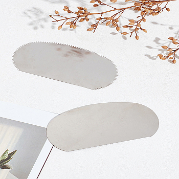 2Pcs 2 Styles Stainless Steel Alloy Scrapers, for Clay Craft, Oval, Stainless Steel Color, 100~110mm, 1pc/style