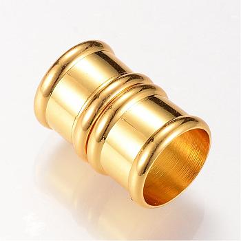 Brass Magnetic Clasps with Glue-in Ends, Column, Golden, 20x14x14mm, Half Hole: 12mm