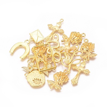 Alloy Pendants, Mixed Shapes, Golden, about 5~50mm wide, 8~75mm long, 2~16mm thick, hole: 1.5~5mm