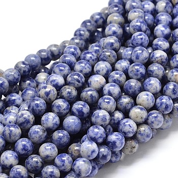 Natural Blue Spot Jasper Round Beads Strands, 12mm, Hole: 1mm, about 32pcs/strand, 15.3 inch
