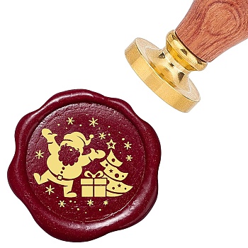 Brass Wax Seal Stamps with Rosewood Handle, for DIY Scrapbooking, Santa Claus, 25mm