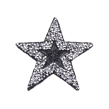 Glitter Hotfix Rhinestone, Iron on Patches, Dress Shoes Garment Decoration, Star, Crystal, 77x82x2.5mm