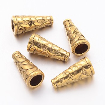 Tibetan Style Alloy Bead Cone, Cadmium Free & Nickel Free & Lead Free, Antique Golden, 18x8x8mm, Hole: 1mm