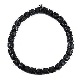 Natural Lava Rock Beaded Stretch Bracelets for Men Women, Column, Inner Diameter: 2-1/8 inch(5.5cm), Bead: 6x6mm