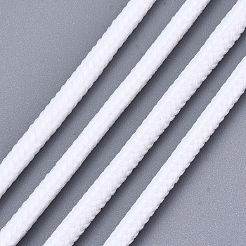 Luminous Polyester Braided Cords, White, 3mm, about 100yard/bundle(91.44m/bundle)