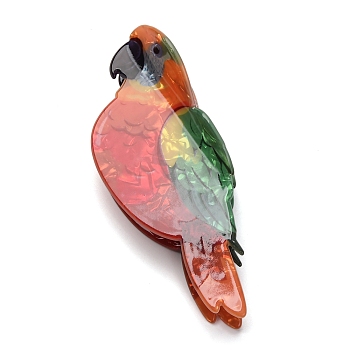 Acrylic Claw Hair Clips for Women Girls, Parrot, with Iron Findings, Colorful, 105x44x45mm