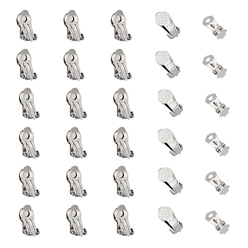 36Pcs Stainless Steel Clip-on Earring Findings, with Round Flat Pad Tray, Stainless Steel Color, 15.5x10x9mm