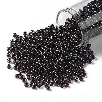 TOHO Round Seed Beads, Japanese Seed Beads, (251) Inside Color Luster Light Amethyst/Jet Lined, 8/0, 3mm, Hole: 1mm, about 1110pcs/50g