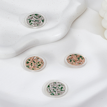 4Pcs 2 Colors 1-Hole Alloy Resin Buttons, Flat Round, Mixed Color, 25.5x9mm, Hole: 2mm