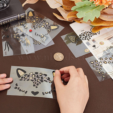 6 Sheets 6 Style Cat Shaped Self Adhesive Acrylic Rhinestone Face Gems Stickers(DIY-OC0011-55)-3