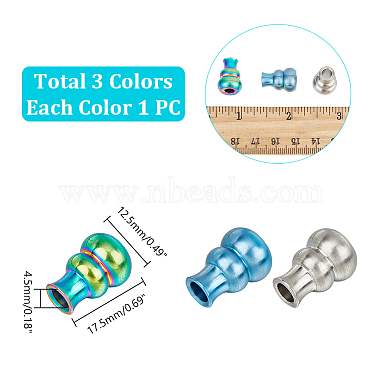 3Pcs 3 Colors Outdoor EDC Tool Titanium Alloy Parachute Rope European Beads(FIND-NB0004-97B)-2