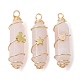 3Pcs 3 Styles Natural Rose Quartz Copper Wire Wrapped Pointed Pendants(PALLOY-JF02460-01)-1
