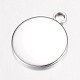 304 Stainless Steel Pendant Cabochon Settings(STAS-G071-46P)-3