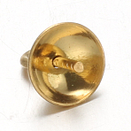 Ion Plating(IP) 304 Stainless Steel Cup Pearl Peg Bails Pin Pendants, For Half Drilled Beads, Golden, 6mm, Hole: 1.8mm, Pin:0.7mm(STAS-F094-03B-G)