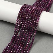 Natural Ruby Beads Strands, Faceted, Round, 4mm, Hole: 0.7mm, about 99pcs/strand, 15.55 inch(39.5cm)(G-C181-B06-03)