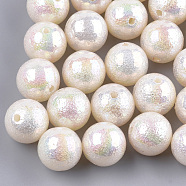 Acrylic Imitation Pearl Beads, AB Color, Round, Seashell Color, 14x13.5mm, Hole: 2mm(X-OACR-S024-15-14mm)