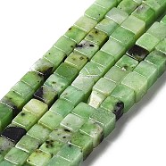 Natural Serpentine Beads Strands, Cube, Cube, 3~4x3~4x3~4mm, Hole: 1mm, about 93pcs/strand, 15.87 inch(40.3cm)(G-L585-C01-01)