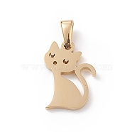 Vacuum Plating 304 Stainless Steel Pendants, Laser Cut, Cat Charms, Golden, 16.5x12x1mm, Hole: 2.5x4.5mm(STAS-G284-20G)