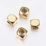 Ion Plating(IP) 304 Stainless Steel Beads, Cube, Golden, 5x5x5mm, Hole: 3mm(STAS-F135-07G-5x5mm)