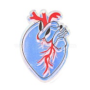 Halloween Theme Opaque Acrylic Pendants, Heart, 40x25x2.5mm, Hole: 1.6mm(OACR-I010-02D)