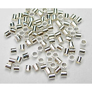 Brass Tube Crimp Beads, Lead Free & Nickel Free, Silver Color Plated, 1.5mm, Hole: 1mm, about 1999pcs/10g(X-E001-S-FF)