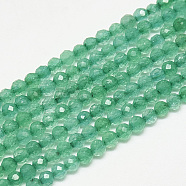 Natural White Jade Beads Strands, Faceted, Dyed, Round, Medium Aquamarine, 2~2.5mm, Hole: 0.3mm, about 173~175pcs/strand, 14.9 inch(G-S300-119F-2mm)