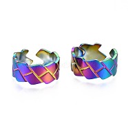304 Stainless Steel Grooved Cuff Ring, Rainbow Color Open Ring for Women, US Size 7(17.3mm)(RJEW-N038-072)