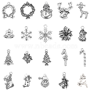 Christmas Theme, Tibetan Style Alloy Pendants, Mixed Shapes, Antique Silver, 60pcs/box(TIBEP-SC0001-64AS)