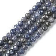 Natural Sapphire Beads Strands, Faceted, Round, 4mm, Hole: 0.8mm, about 99~102pcs/strand, 15.43~15.63 inch(39.2~39.7cm)(G-F748-M01-03)