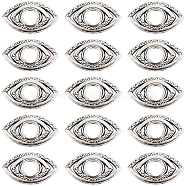 Tibetan Style Alloy Bead Frame, Eye, Antique Silver, 12x21x3mm, Hole: 1.6mm, 5mm inner diameter, 50pcs/box(FIND-SC0008-72)