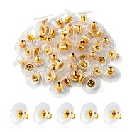 Brass Ear Nuts, Clutch Earring Backs with Plastic Pad, for Stablizing Heavy Post Earrings, Golden, 11x11x6.5mm, Hole: 1mm(KK-YW0001-63G)