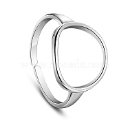 SHEGRACE Simple Design Rhodium Plated 925 Sterling Silver Finger Rings, with Circle, Platinum, Size 7, 17mm(JR305A)