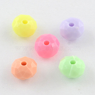 Opaque Acrylic Beads, Faceted Rondelle, Mixed Color, 8x5.5mm, Hole: 1.5mm(X-SACR-R850-19)